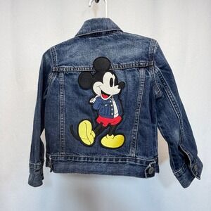 Baby Gap x Disney Denim Jacket Kids 3 Years Blue Mickey Mouse Patch Trucker